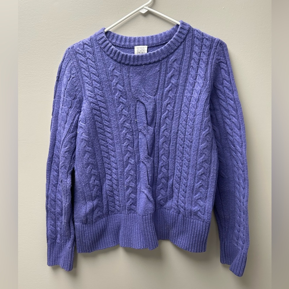 Core Life Women’s Purple Cable Knit Crewneck Sweater